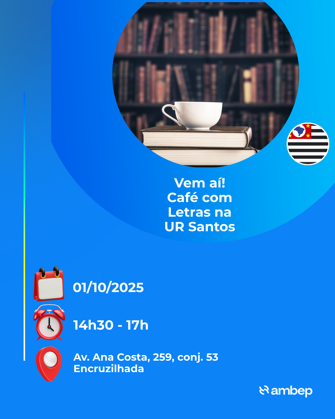 Vem aí! Café com Letras na UR Santos