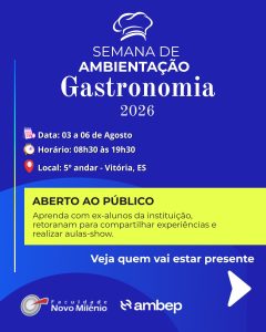 Venha participar da Semana de Ambientação do Curso de Gastronomia 2026 em Vitória